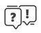 Question and Exclamation Symbols. FAQ Signs in Linear Speech Bubbles, Communication, Discussion and Chatting Concept