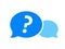 Question mark blue dialog bubble, FAQ button vector icon