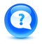 Question mark bubble icon glassy cyan blue round button