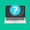 Question mark on computer screen vector icon, flat cartoon laptop pc with question symbol, idea of internet problem
