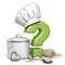 Question mark with cooking hat and kitchen utensils 3D