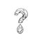 Question mark drawing, drop, water, liquid vector illustration hand drawn