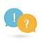 Question mark and exclamation mark icon. Online communication and learning concept. Question answer. Vector illustration