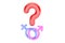 Question mark with gender female and male symbols , 3D rendering