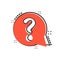 Question mark icon in comic style. Discussion speech bubble vector cartoon illustration pictogram. Question business concept