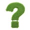 A question mark icon crafted from vibrant green grass isolated on a white background