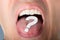 Question Mark On Man`s Tongue