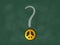 Question mark and pacific symbol on chalkboard