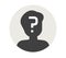 Question mark in person head icon vector as unknown secret anonym user profile or doubt secret brain mind think graphic silhouette