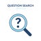 Question mark search icon. Vector illustration of a magnifier tool with a question mark symbol inside. Represents