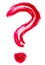 Question-mark shaped red fluid lips gloss