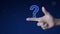 Question mark sign icon on finger over fantasy night sky and moon, Business customer service and support concept