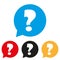 Question mark sign icon. Help speech bubble symbol. FAQ sign. Round colourful 4 buttons. Vector