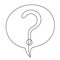 Question mark in speech bubble one line art, hand drawn asking sign, idea continuous contour. Query FAQ concept, finding the