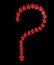 Question mark symbol consist of pattern of small red houses on black background. Mortgage problem concept. Interest rate. Resident