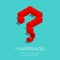 Question mark symbol from Wedding ring box 3D isometric pattern, Marriage doubt concept poster and social banner post square