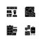Questioning checklist black glyph icons set on white space