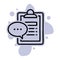 Questionnaire clip board and speech bubble line icon, quiz concept logo