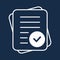 Questionnaire icon. Document with mark icon. Complete sign or logo isolated vector illustration. Check form icon. File Tick symbol
