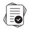 Questionnaire icon. Document with mark icon. Complete sign or logo isolated vector illustration. Check form icon. File Tick symbol