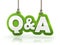 Questions and Answers Q&A green word text on white back