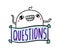 Questions hand drawn vector illustration in cartoon comic style man smiling