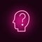 questions in head icon. Elements of interview in neon style icons. Simple icon for websites, web design, mobile app, info graphics