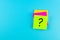 Questions Mark  ?  word in paper note on blue background. FAQ frequency asked questions, Answer, Q&A, Communication and