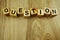 Questions word in wooden cube alphabet letters on wooden background