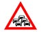 Queues likely on the road ahead. Warning traffic sign