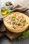 Quiche with eggplant, chicken and olives