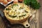 Quiche Lorraine with chicken, mushrooms and broccoli