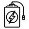 Quick charge power bank icon, outline style