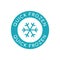 Quick frozen icon. Blue snowflake in a circle. Quick Freezing method reducing ice crystallization.