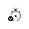 Quick time icon. Fast deadline symbol. Timer with check mark icon. Vector illustration. EPS 10.