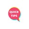 Quick tips - colorful isolated icon for helpful suggestion on a website