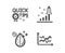 Quick tips, Dirty water and Development plan icons. Diagram chart sign. Helpful tricks, Aqua drop, Strategy. Vector