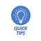 Quick Tips icon - light bulb as tips and tricks sign