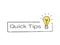 Quick tips information button. Textured message icons with doodle lightbulb