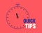 Quick tips line icon. Helpful tricks sign. Tutorials with timer symbol.