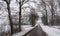 Quiet asphalt road in a wintry snow landscape