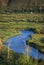 A quiet blue river is flanked by green lush grassland