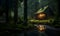 quiet cabin in the middle of the riverside forest, ai generative