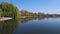 The quiet expanse of the autumn lake.