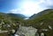 Quiet lake on the peak of mountains