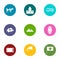 Quiet life icons set, flat style