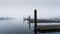 Quiet, misty morning at the boating docks