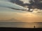 Quiet Morning, Lonely Fisherman on The Beach