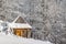 Quiet mountain cabin in winter