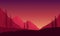 Quiet night atmosphere with Fantastic Mountain views from the edge of the city. Vector illustration